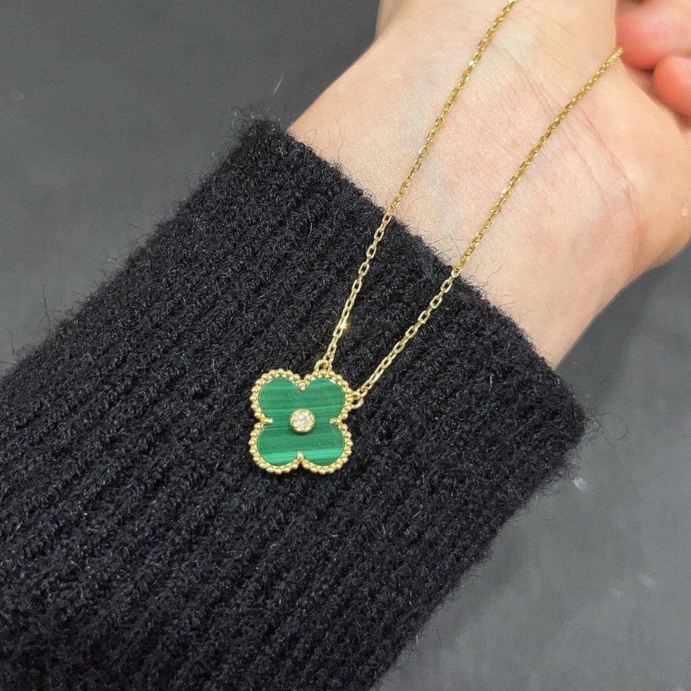 [LuckyStar]CLOVER 15MM DIAMANT-TÜRKIS-HALSKETTE