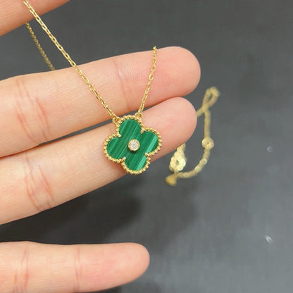 [LuckyStar]CLOVER 15MM DIAMANT-TÜRKIS-HALSKETTE