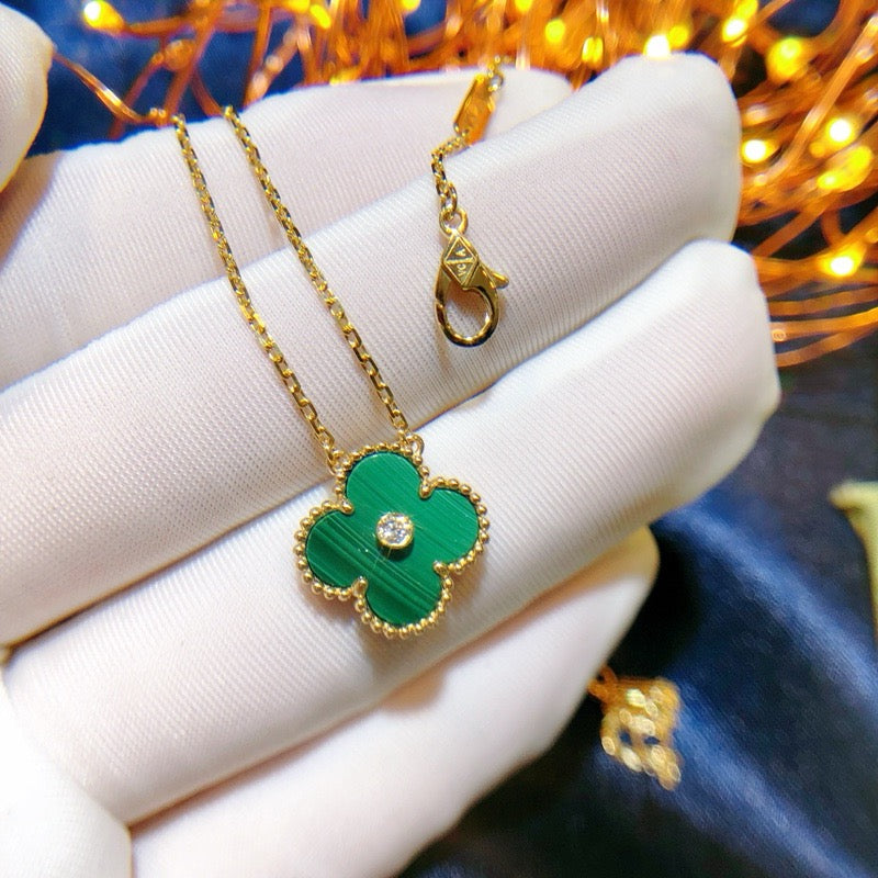 [LuckyStar]CLOVER 15MM DIAMANT-TÜRKIS-HALSKETTE