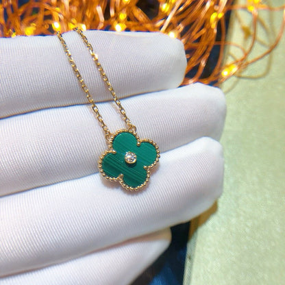 [LuckyStar]CLOVER 15MM DIAMANT-TÜRKIS-HALSKETTE