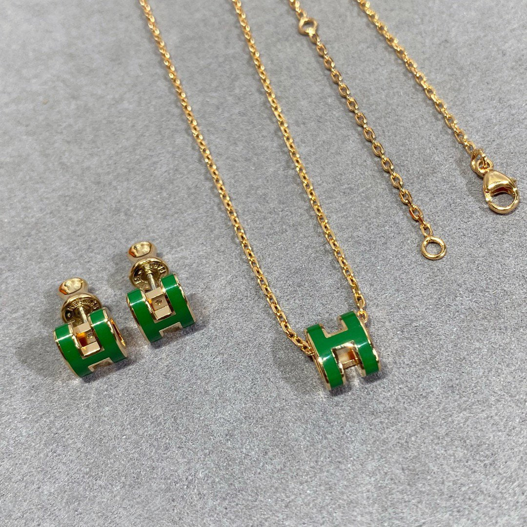[LuckyStar] POP ​​H GRÜNE HALSKETTE SILBER UND GOLD