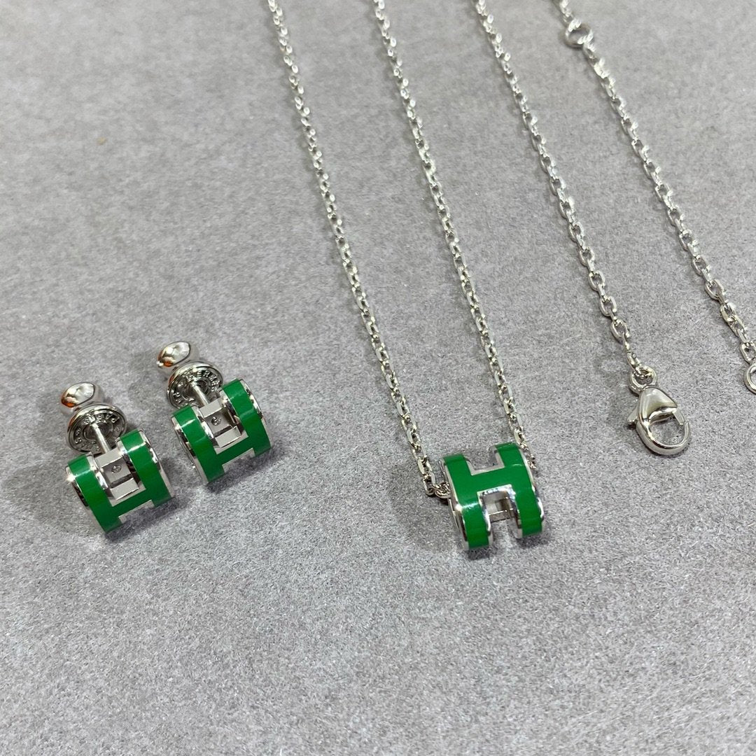 [LuckyStar] POP ​​H GRÜNE HALSKETTE SILBER UND GOLD