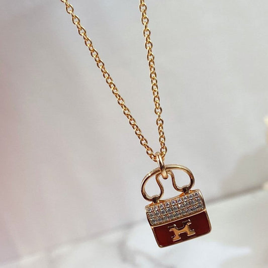 [LuckyStar]Constance Roter Anhänger Roségold Halskette