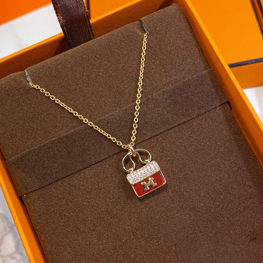 [LuckyStar]Constance Roter Anhänger Roségold Halskette