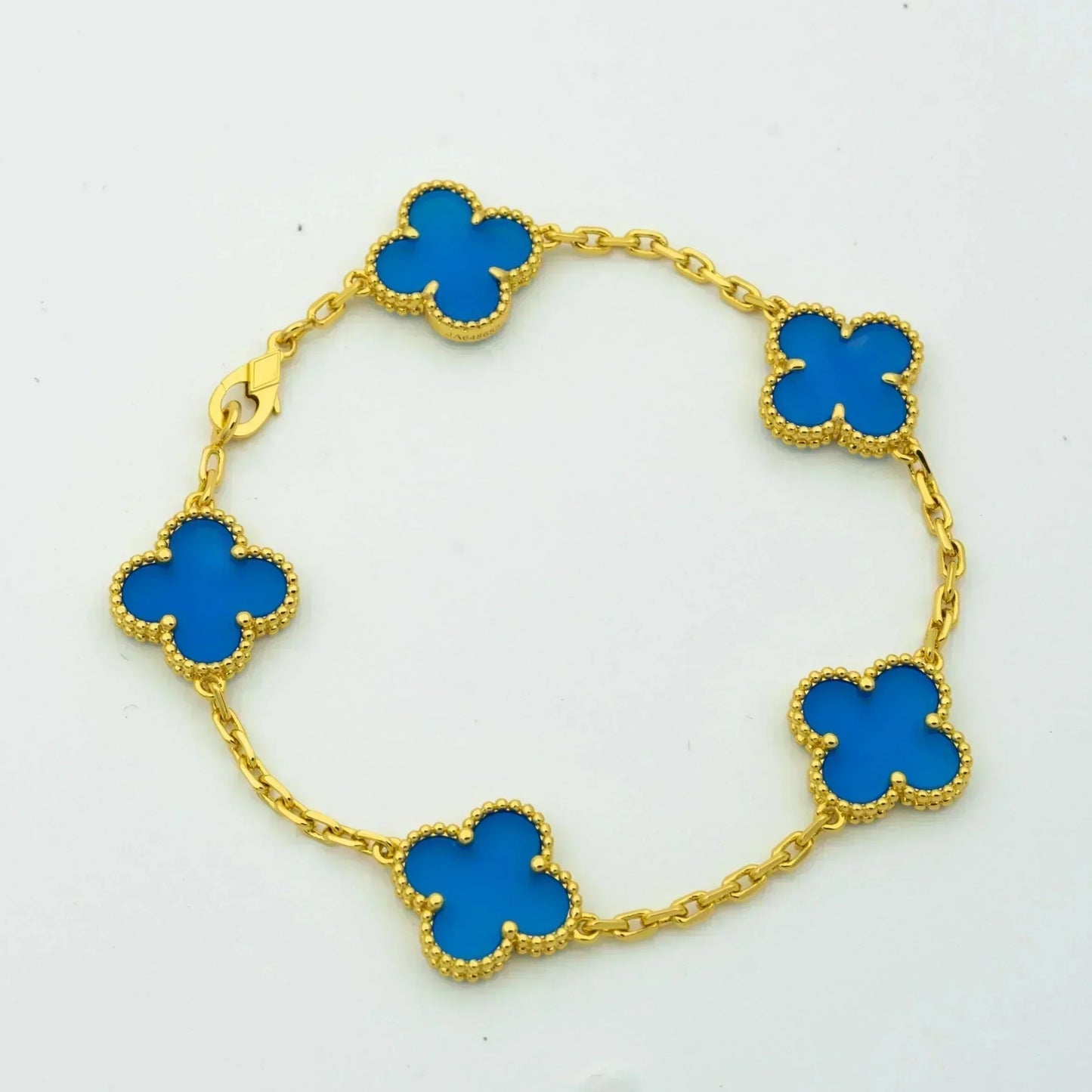 [LuckyStar]CLOVER 5 MOTIVE BLAUER ACHATARMBAND