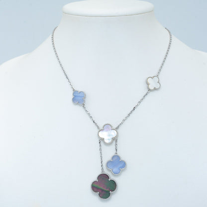 [LuckyStar]CLOVER MOP CHALCEDON HALSKETTE SILBER 6 MOTIV 