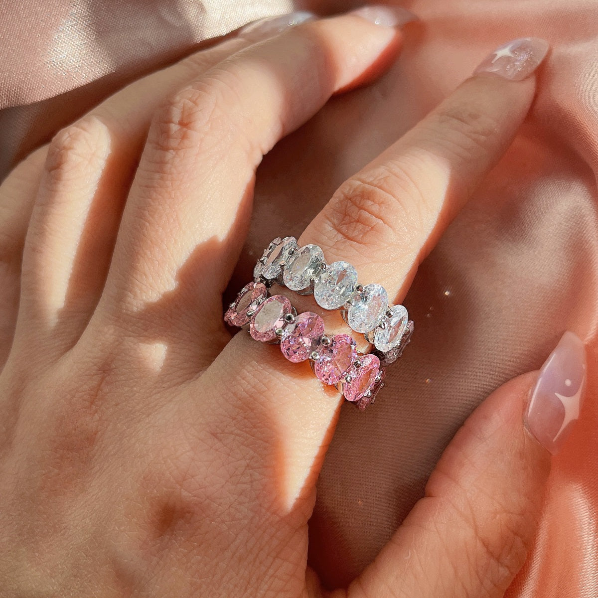 [LuckyStar]Dainty Elongated Cushion Cut Tennis Ring