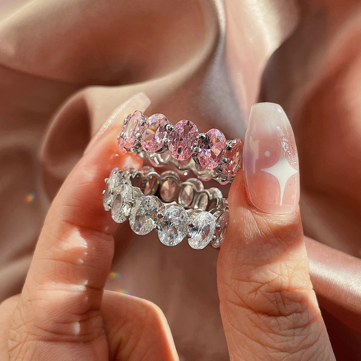 [LuckyStar]Dainty Elongated Cushion Cut Tennis Ring