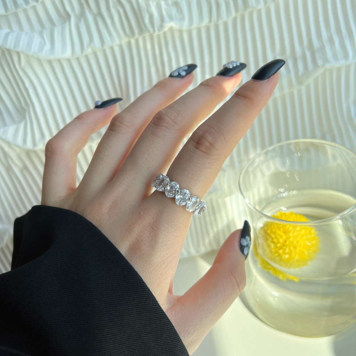 [LuckyStar]Dainty Elongated Cushion Cut Tennis Ring