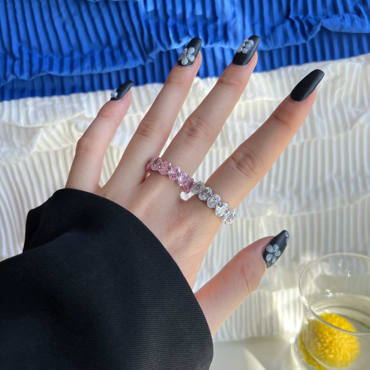 [LuckyStar]Dainty Elongated Cushion Cut Tennis Ring