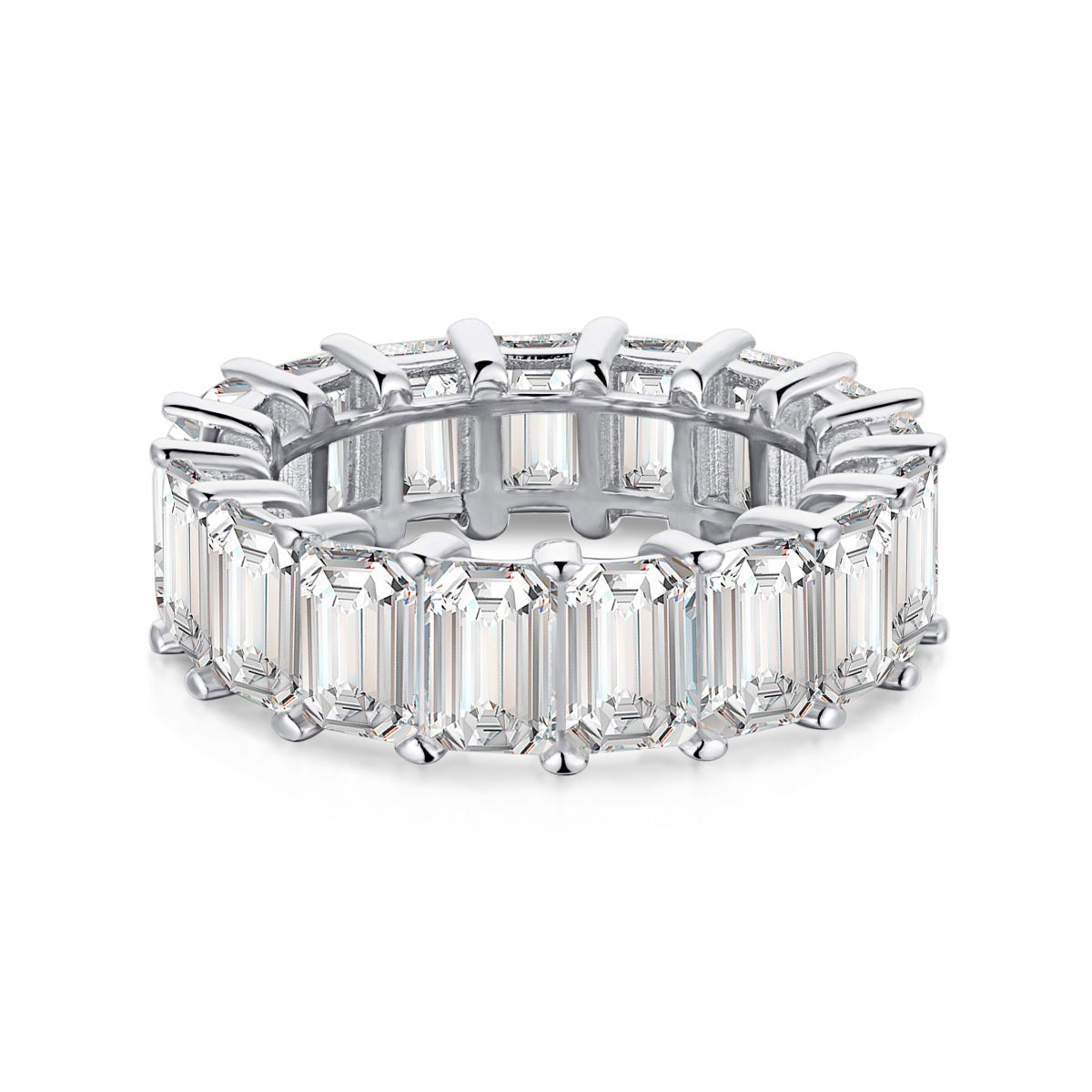 [LuckyStar]0.75 Carat Elegant Emerald Cut Tennis Ring