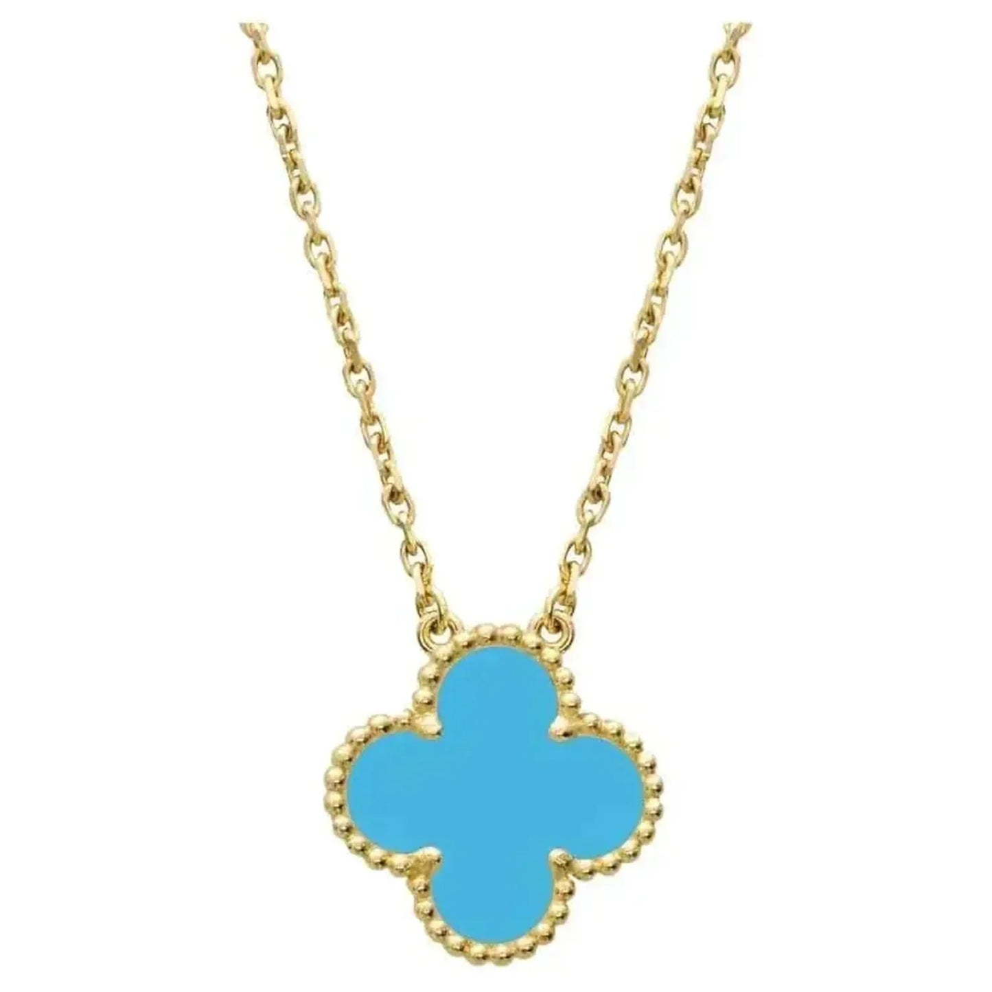 [LuckyStar]CLOVER 15MM VINTAGE TÜRKIS HALSKETTE