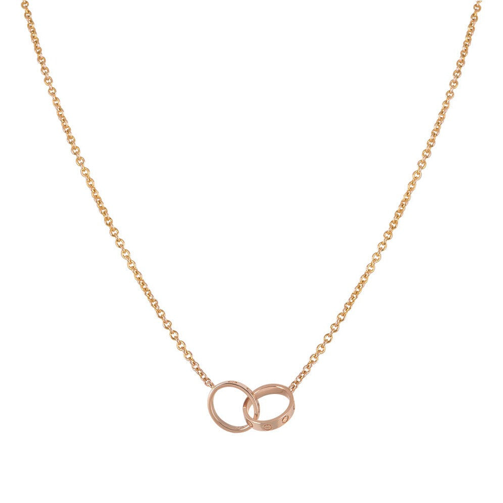 [LuckyStar] LIEBESHALSKETTE DOPPELRING ROSA GOLD 