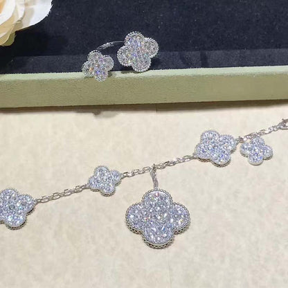 [LuckyStar]KLEEBLATT MIT 6 MOTIVEN, SILBER, DIAMANT