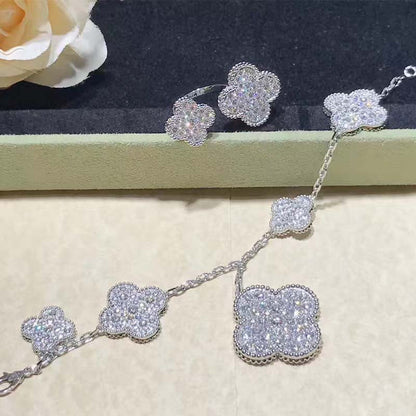 [LuckyStar]KLEEBLATT MIT 6 MOTIVEN, SILBER, DIAMANT