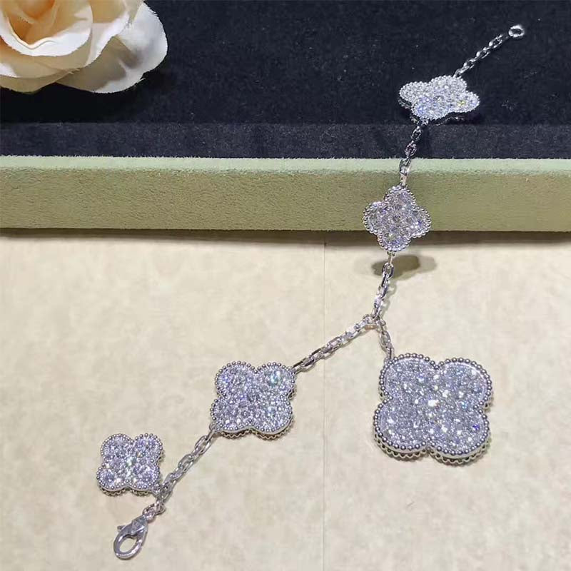 [LuckyStar]KLEEBLATT MIT 6 MOTIVEN, SILBER, DIAMANT