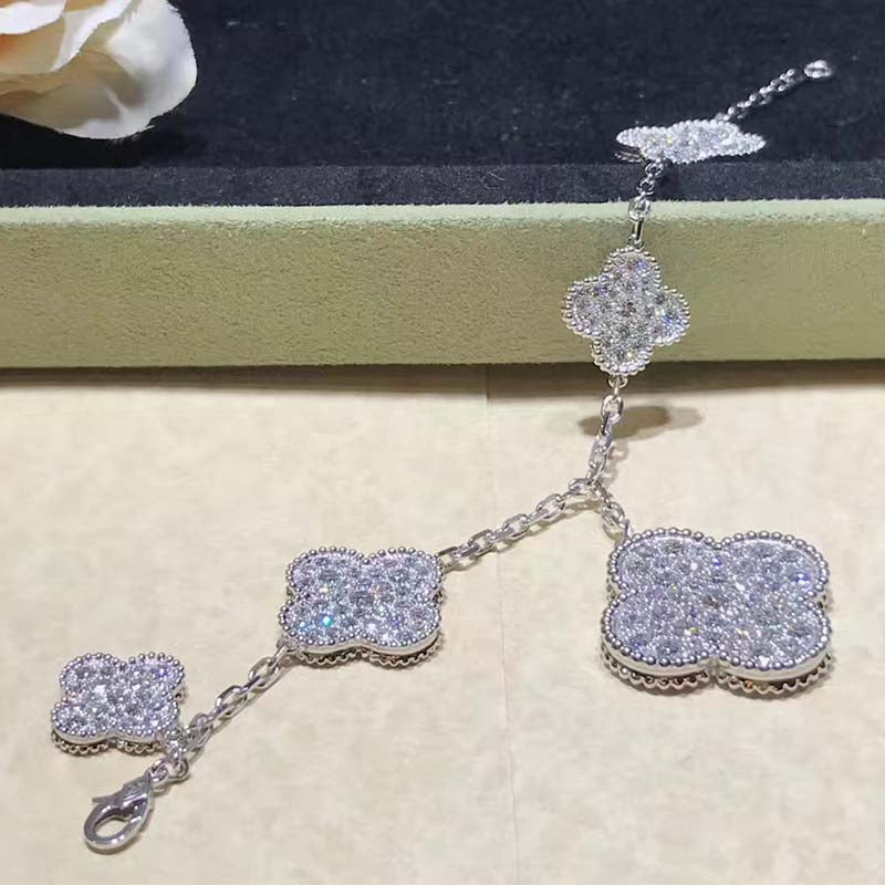 [LuckyStar]KLEEBLATT MIT 6 MOTIVEN, SILBER, DIAMANT