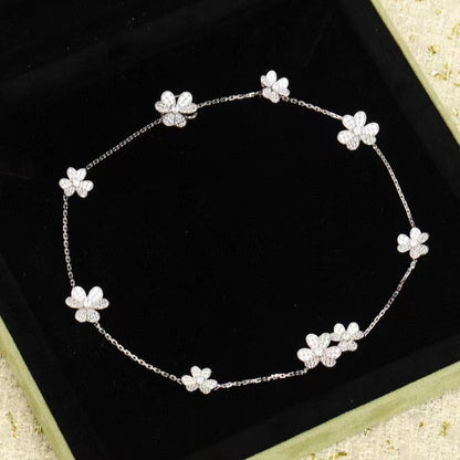 [LuckyStar]FRIVOLE SILBERNE HALSKETTE MIT 9 BLUMEN