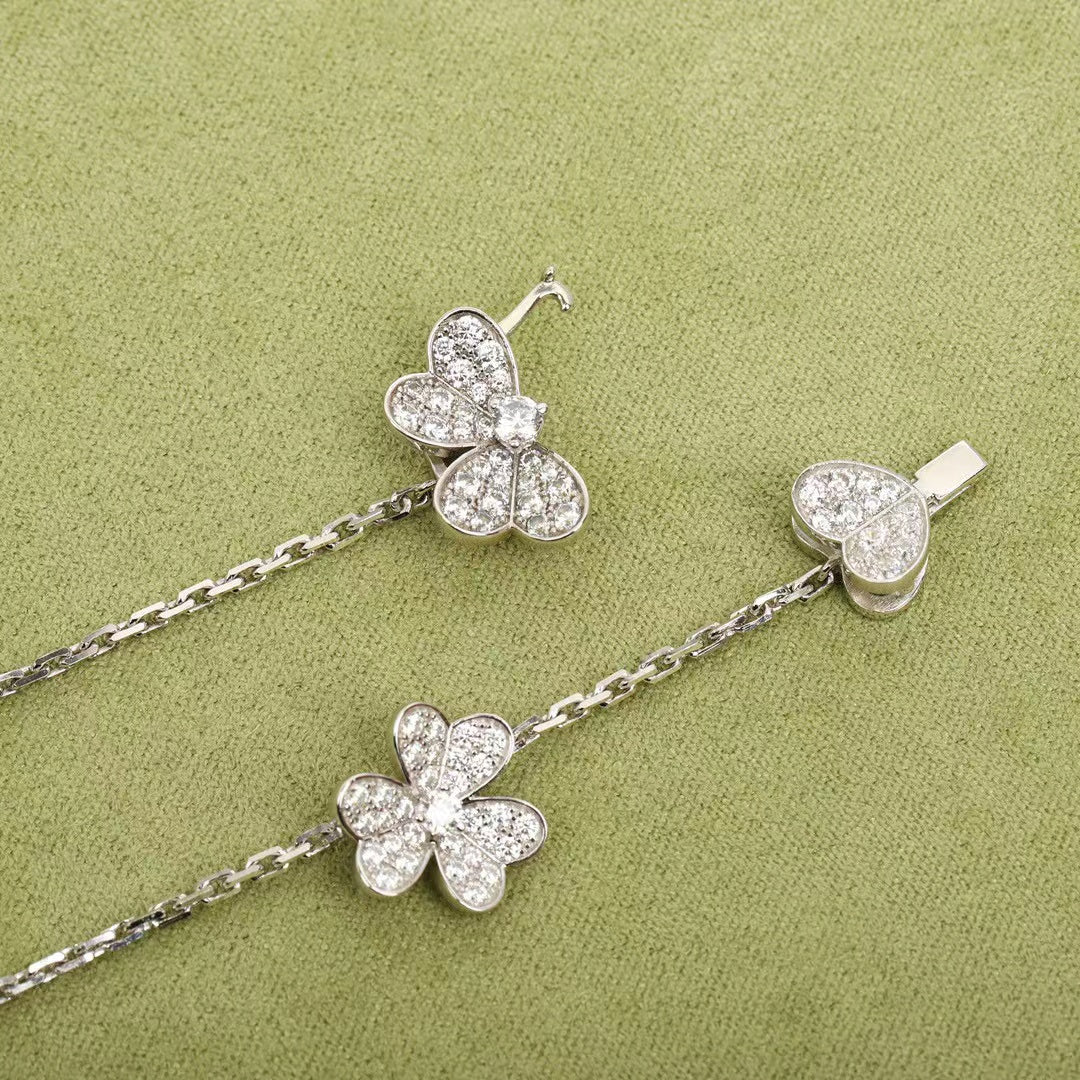 [LuckyStar]FRIVOLE SILBERNE HALSKETTE MIT 9 BLUMEN