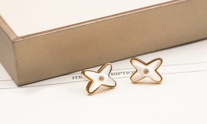 [LuckyStar]JEUX DE WHITE MOP PINK GOLD DIAMANT OHRRINGE