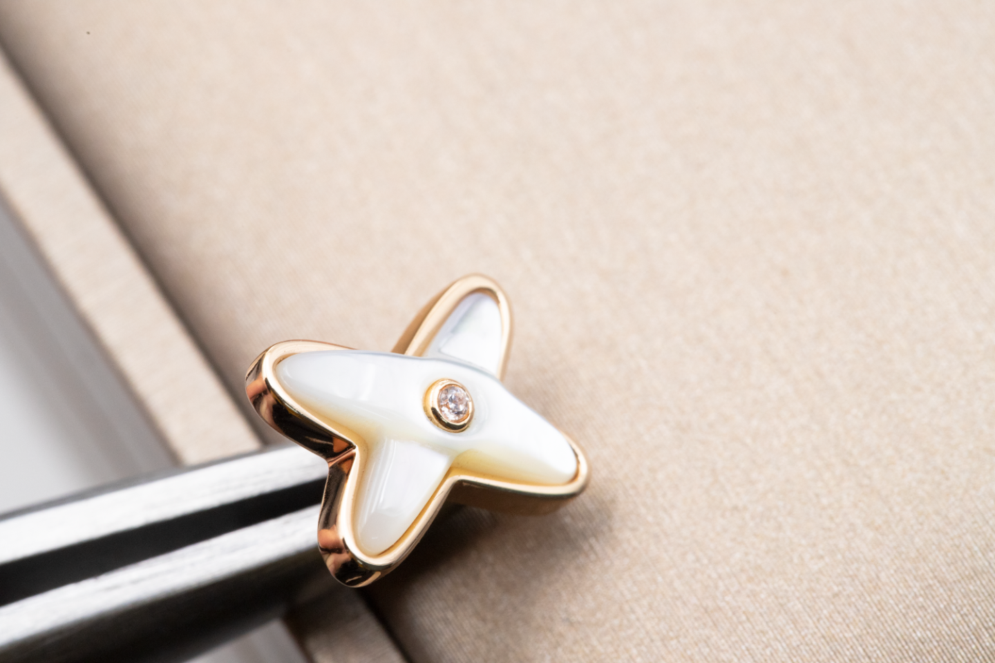 [LuckyStar]JEUX DE WHITE MOP PINK GOLD DIAMANT OHRRINGE