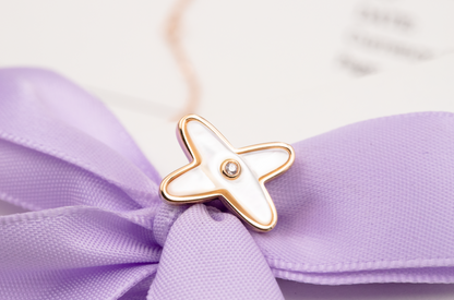 [LuckyStar]JEUX DE WHITE MOP ROSÉGOLD DIAMANT OHRRINGE