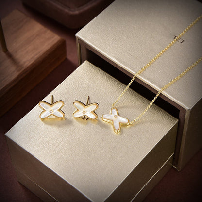 [LuckyStar]JEUX DE WHITE MOP GOLD DIAMOND OHRRINGE