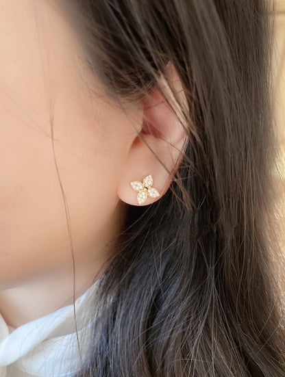 [LuckyStar] STERNENBLÜTEN-OHRSTECKER ROTGOLD DIAMANTEN