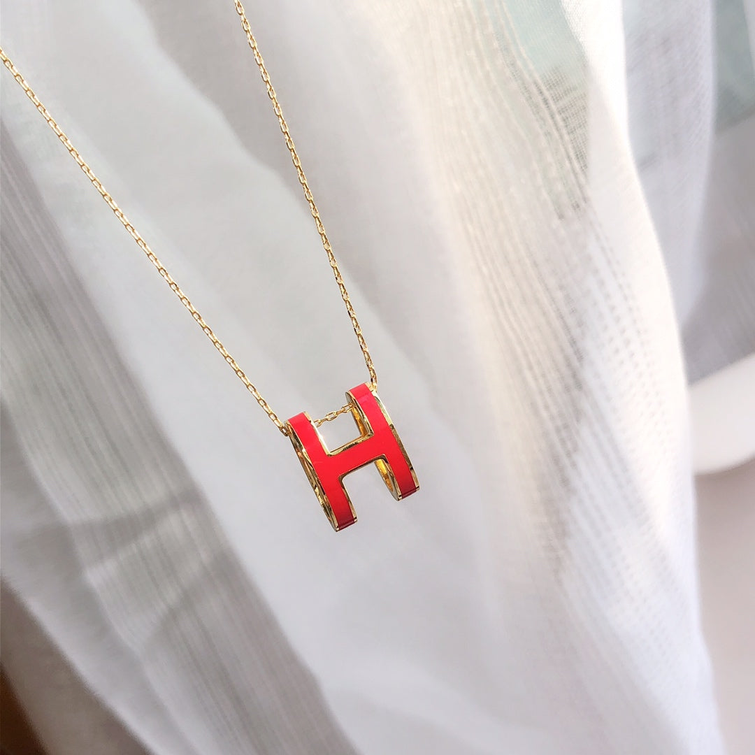 [LuckyStar]HM CLIC ROTE EMAILLE GOLD HALSKETTE