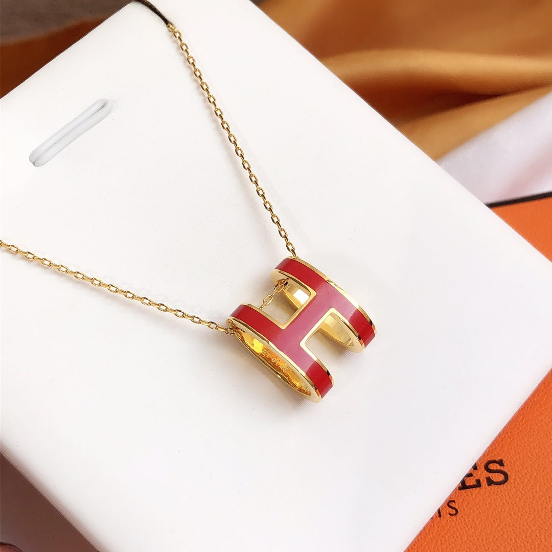 [LuckyStar]HM CLIC ROTE EMAILLE GOLD HALSKETTE