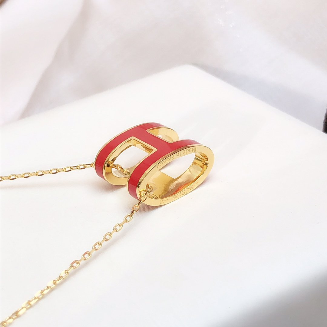 [LuckyStar]HM CLIC ROTE EMAILLE GOLD HALSKETTE