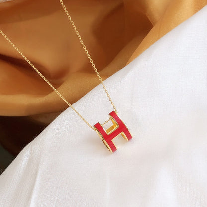 [LuckyStar]HM CLIC ROTE EMAILLE GOLD HALSKETTE