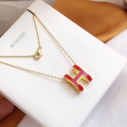 [LuckyStar]HM CLIC ROTE EMAILLE GOLD HALSKETTE