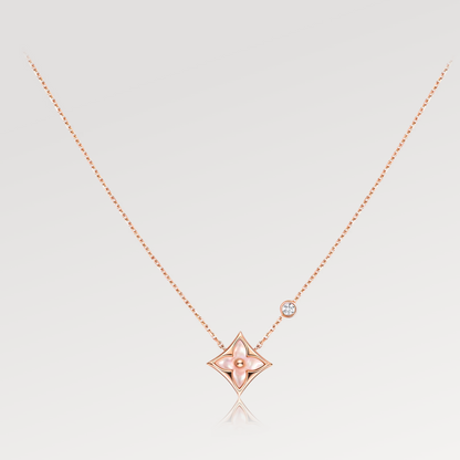 [LuckyStar] STAR PINK MOP 1 DIAMANT ROSGOLD HALSKETTE