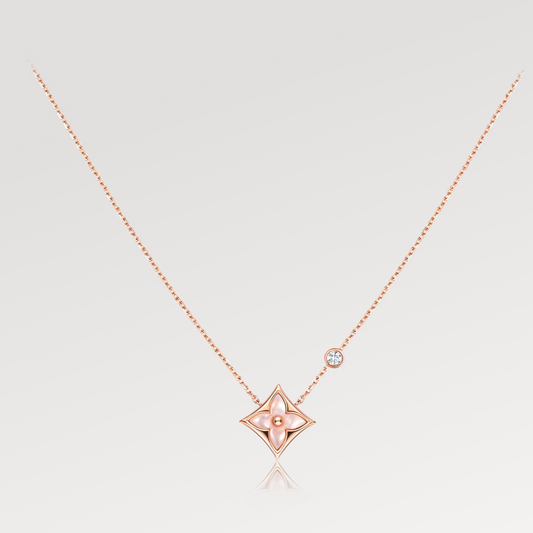 [LuckyStar] STAR PINK MOP 1 DIAMANT ROSGOLD HALSKETTE