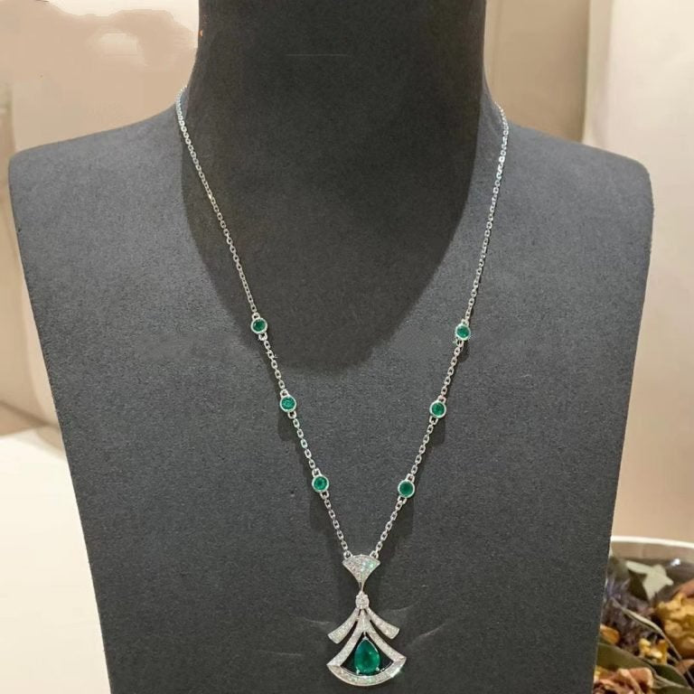 [LuckyStar]TRAUM HALSKETTE MALACHIT DIAMANT SILBER