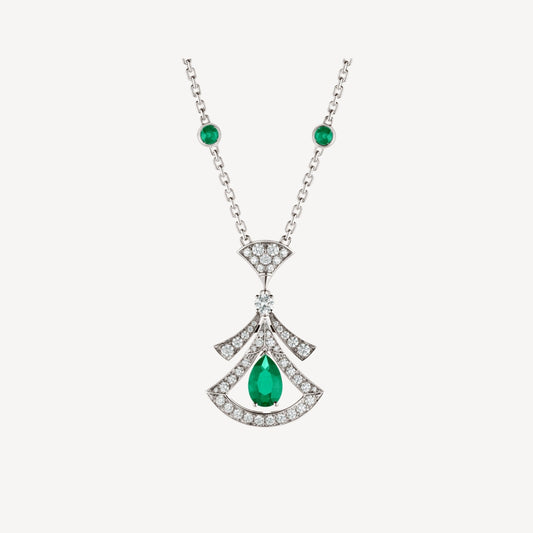 [LuckyStar]TRAUM HALSKETTE MALACHIT DIAMANT SILBER