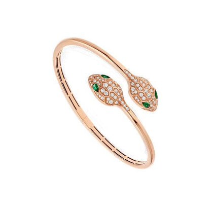 [LuckyStar]SERPENTI ARMBAND ROTGOLD MALACHIT DIAMANT DOPPELSCHLANGE