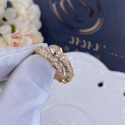 [LuckyStar]SERPENTI RING ROTGOLD DIAMANT GEPAART 4MM