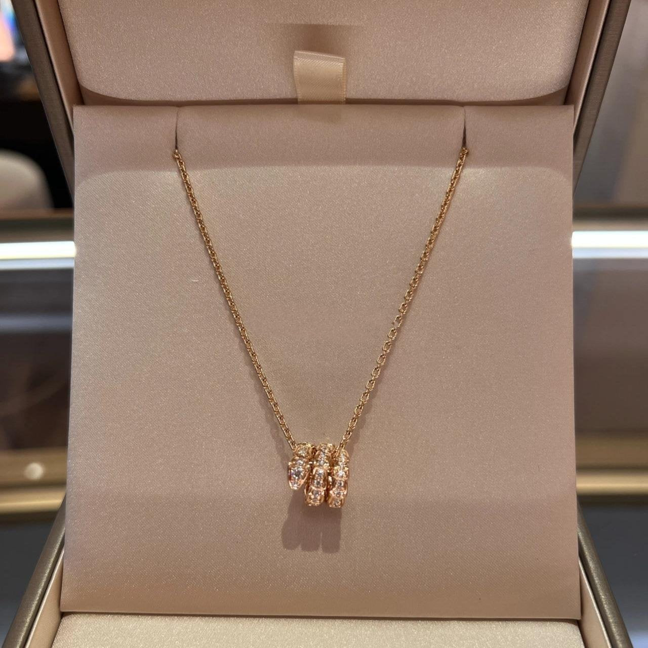 [LuckyStar]SERPENTI ROTGOLD HALSKETTE DOPPELRING DIAMANT
