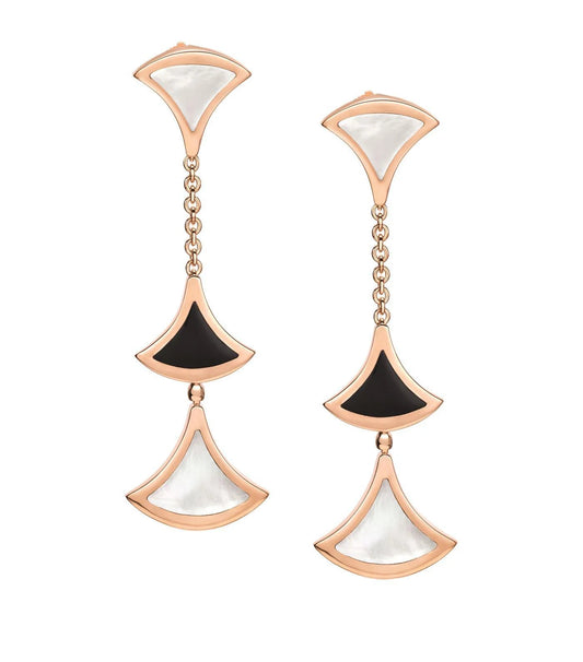 [LuckyStar]DREAM OHRRINGE 3 MOTIVE ONYX MOP ROSA GOLD