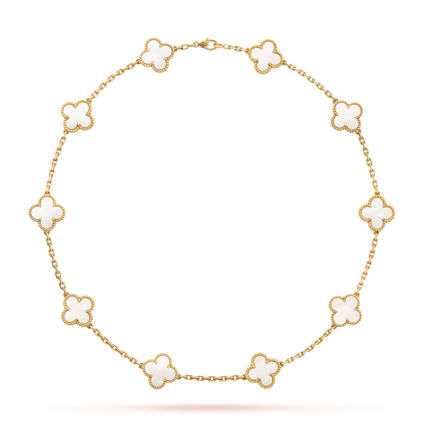 [LuckyStar]CLOVER 10 MOTIFS WHITE MOTHER OF PEARL NECKLACE