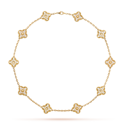 [LuckyStar]CLOVER 10 MOTIFS DIAMOND NECKLACE