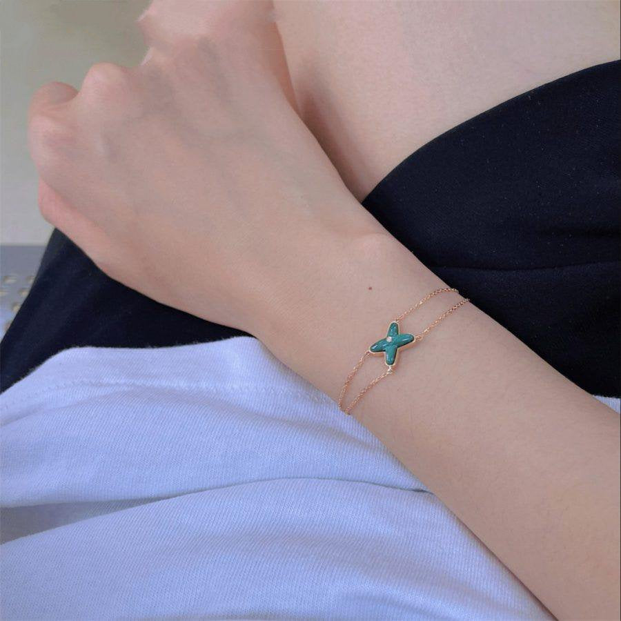 [LuckyStar]JEUX ARMBAND MALACHIT ROTGOLD 1 DIAMANT