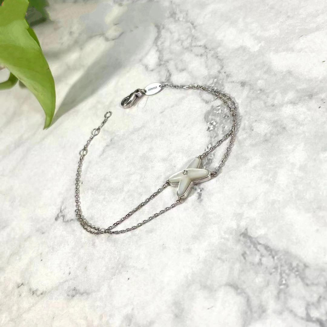 [LuckyStar]JEUX ARMBAND WEISSES MOP SILBER 1 DIAMANT
