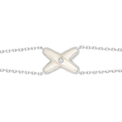 [LuckyStar]JEUX ARMBAND WEISSES MOP SILBER 1 DIAMANT