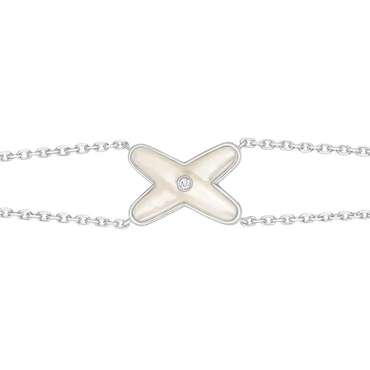 [LuckyStar]JEUX ARMBAND WEISSES MOP SILBER 1 DIAMANT
