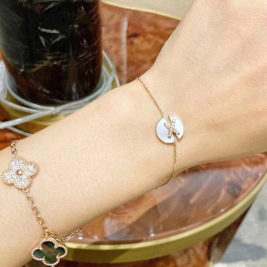 [LuckyStar]JEUX DE ARMBAND MOP ROSA GOLD DIAMANTEN