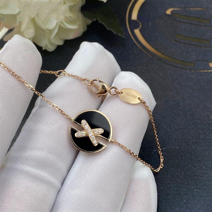 [LuckyStar]JEUX DE ARMBAND ONYX ROSA GOLD DIAMANT