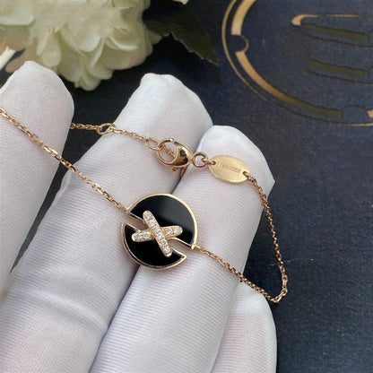 [LuckyStar]JEUX DE ARMBAND ONYX ROSA GOLD DIAMANT
